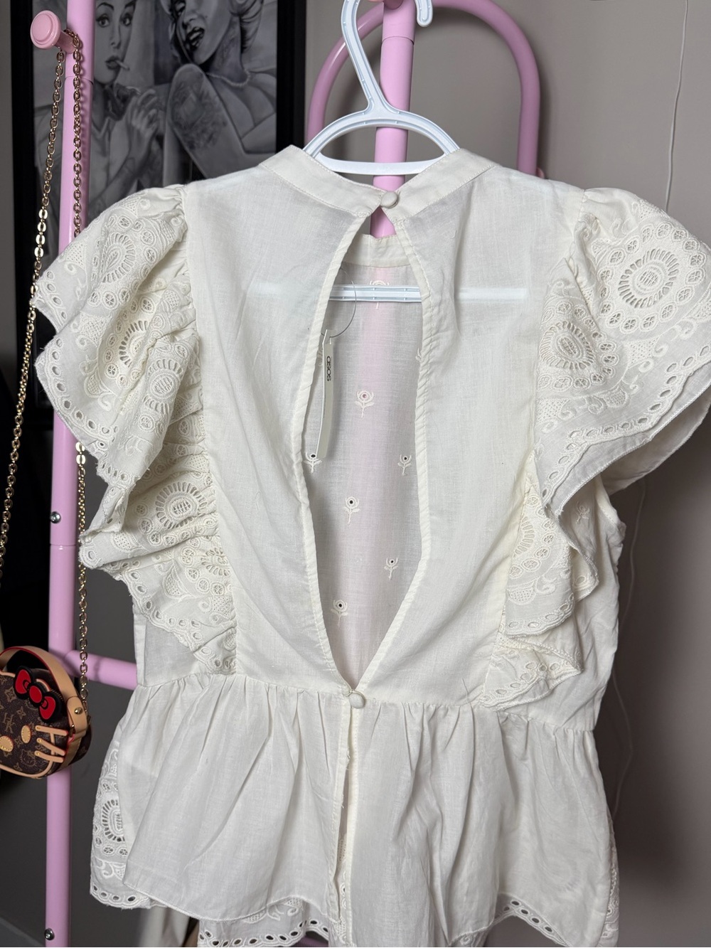 ASOS | NWT CREAM RUFFLE PEPLUM TOP - Picture 3 of 9